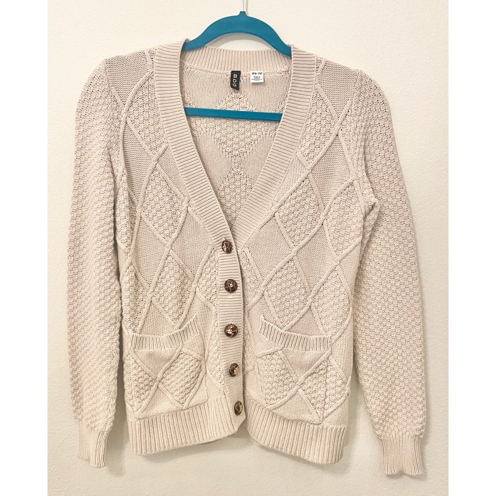 Urban Outfitters’ BDG Fisherman Knit Cardigan in Oatmeal